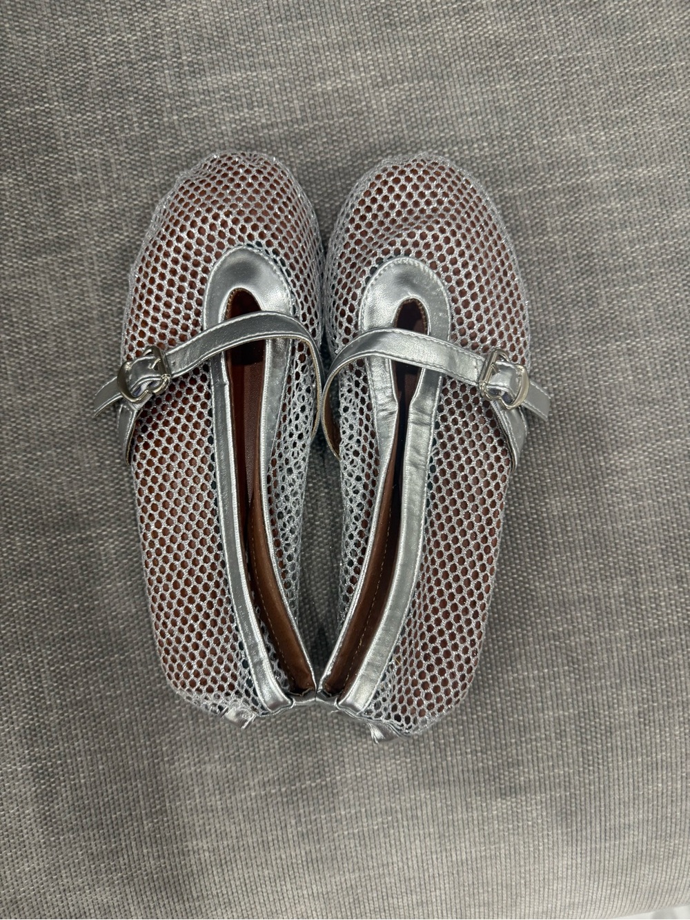 Amazon Silver Mesh Mary Jane Flats with Buckle Strap